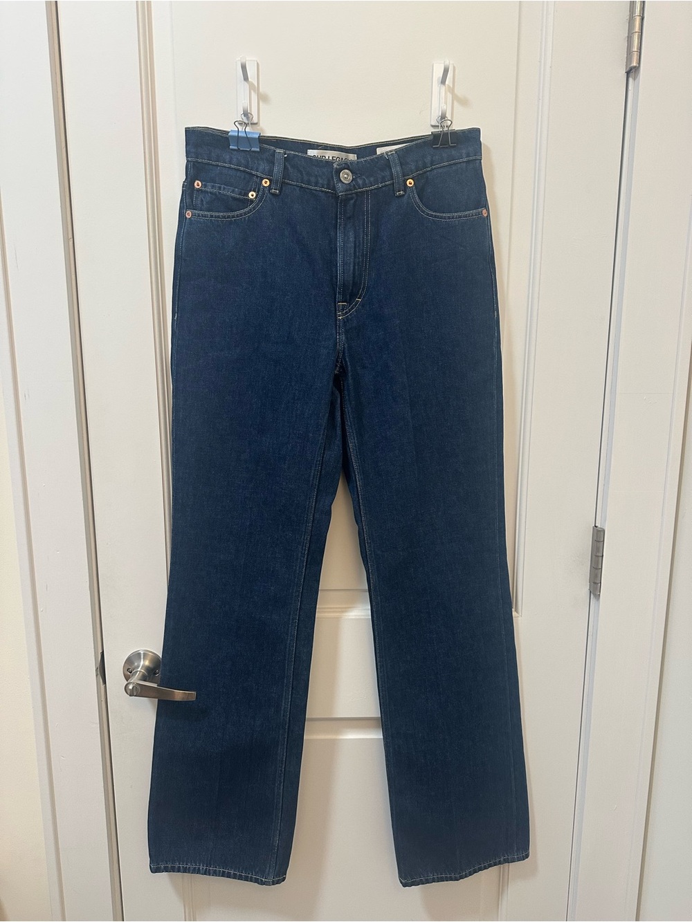 Our Legacy Men’s Blue and Navy 70s Cut Jeans in Blue Press Crease